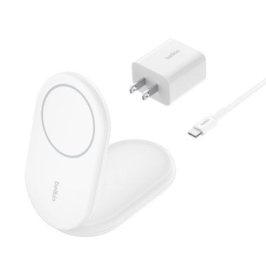 Belkin® BoostCharge Magnetic Foldable Wireless Charging Stand with 15-Watt Qi2 (White)