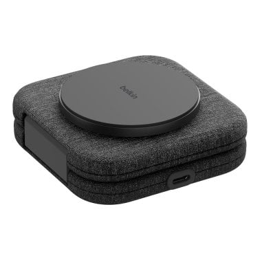 Belkin® BoostCharge Pro 2-in-1 Magnetic Foldable Wireless Charging Travel Pad with 15-Watt Qi2, Black