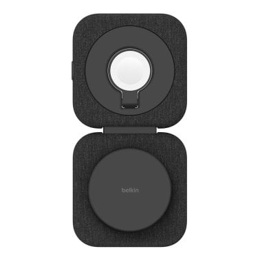 Belkin® BoostCharge Pro 2-in-1 Magnetic Foldable Wireless Charging Travel Pad with 15-Watt Qi2, Black