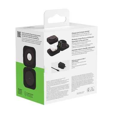 Belkin® BoostCharge Pro 2-in-1 Magnetic Foldable Wireless Charging Travel Pad with 15-Watt Qi2, Black