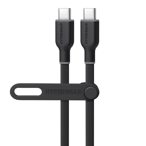 HyperGear® Flexi Pro USB-C® to USB-C® Soft-Touch Silicone Fast Charge and Sync Cable (10 Ft.; Black)