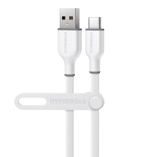 HyperGear® Flexi Pro USB-A to USB-C® Soft-Touch Silicone Charge and Sync Cable, 10 Ft. (White)
