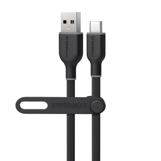 HyperGear® Flexi Pro USB-A to USB-C® Soft-Touch Silicone Charge and Sync Cable, 10 Ft. (Black)