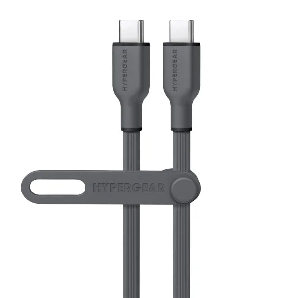 HyperGear® Flexi Pro USB-C® to USB-C® Soft-Touch Silicone Fast Charge and Sync Cable (10 Ft.; Gray)