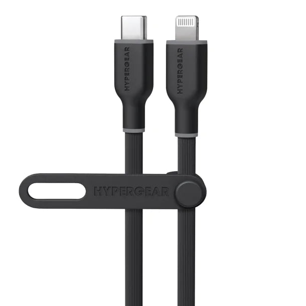 HyperGear® Flexi Pro USB-C® to Lightning® Soft-Touch Silicone Fast Charge and Sync Cable, 10-Ft. (Black)