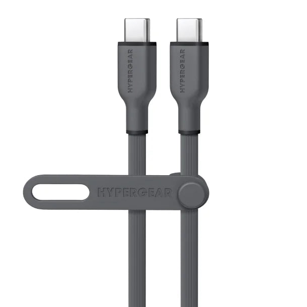 HyperGear® Flexi Pro USB-C® to USB-C® Soft-Touch Silicone Fast Charge and Sync Cable (15 Ft.; Gray)