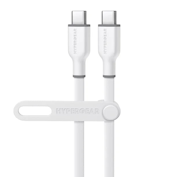 HyperGear® Flexi Pro USB-C® to USB-C® Soft-Touch Silicone Fast Charge and Sync Cable (15 Ft.; White)