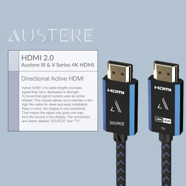 Austere® V Series 4K Directional Active HDMI® Cable with Ethernet, 16.4 Ft.