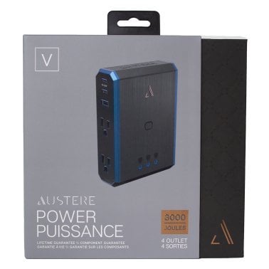 Austere® V Series Power Wall Charger and 3,000-Joules Surge Protector, 4 AC Outlets and 3 OmniPort USB+PD Ports, 5S-PS4-US1