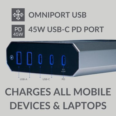 Austere® V Series Power 3,000-Joules Surge Protector Power Strip and USB Charger, 8 AC Outlets and 5 OmniPort USB Ports, 6-Ft. Cord, 5S-PS8-US1