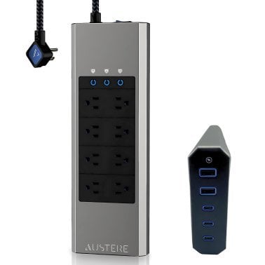 Austere® V Series Power 3,000-Joules Surge Protector Power Strip and USB Charger, 8 AC Outlets and 5 OmniPort USB Ports, 6-Ft. Cord, 5S-PS8-US1