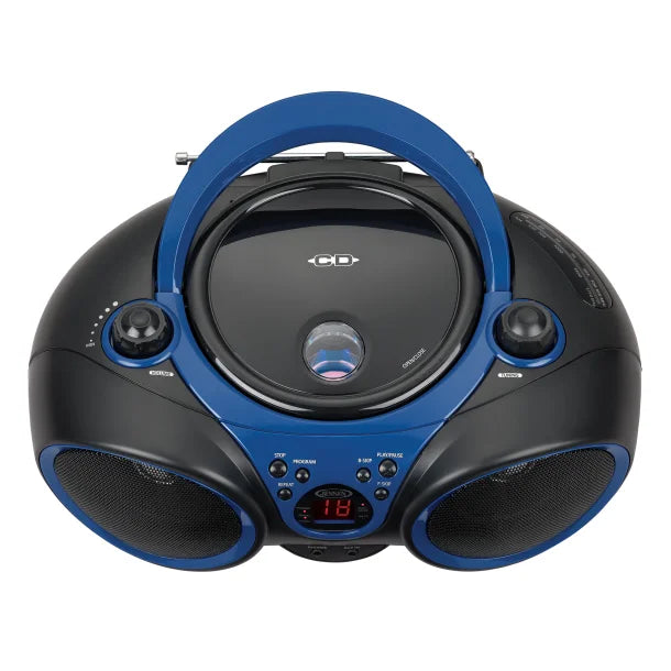 JENSEN® Portable CD Player with AM/FM Stereo Radio, CD-490 (Blue/Black)