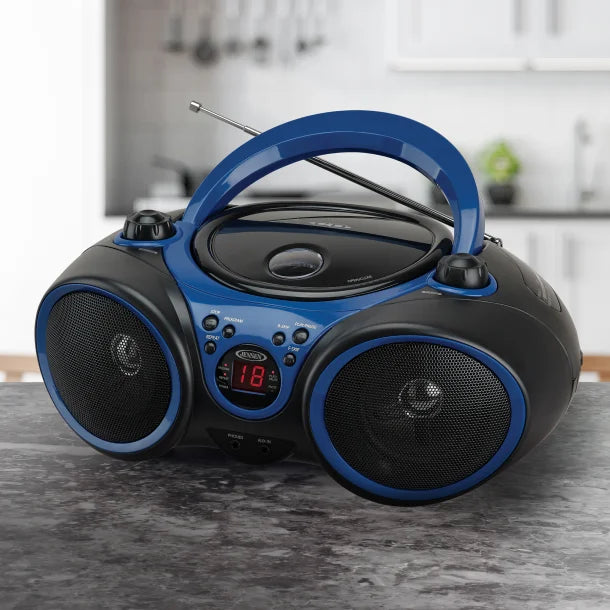 JENSEN® Portable CD Player with AM/FM Stereo Radio, CD-490 (Blue/Black)