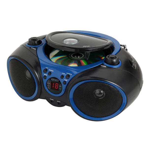JENSEN® Portable CD Player with AM/FM Stereo Radio, CD-490 (Blue/Black)