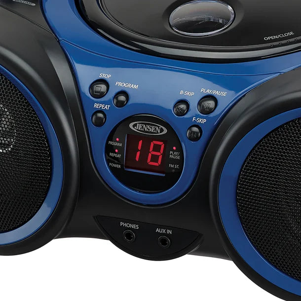 JENSEN® Portable CD Player with AM/FM Stereo Radio, CD-490 (Blue/Black)