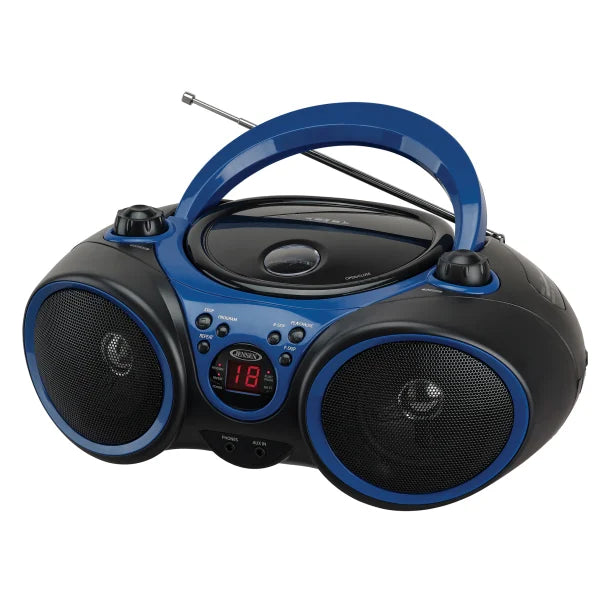 JENSEN® Portable CD Player with AM/FM Stereo Radio, CD-490 (Blue/Black)