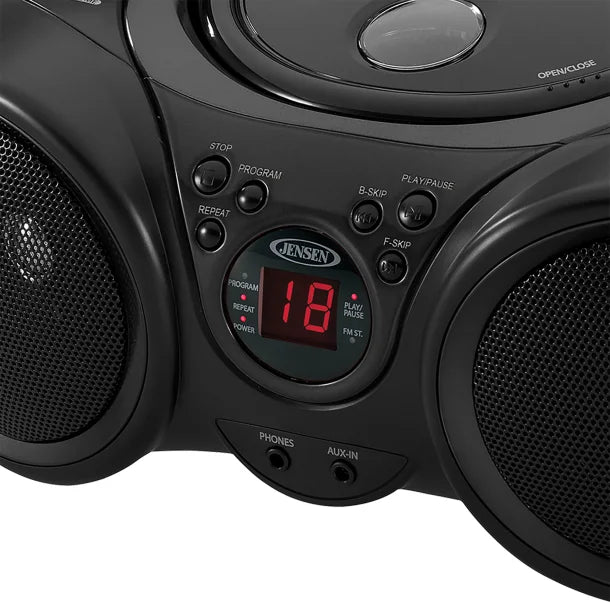JENSEN® Portable CD Player with AM/FM Stereo Radio, CD-490 (Black)