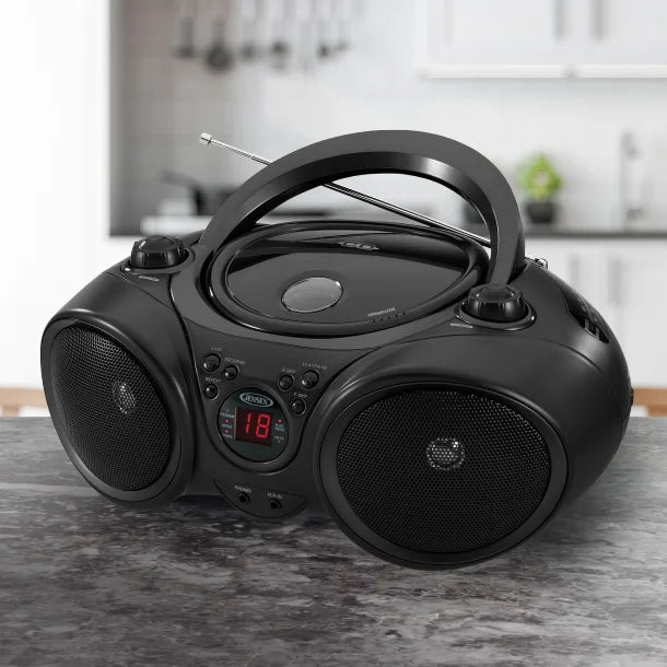 JENSEN® Portable CD Player with AM/FM Stereo Radio, CD-490 (Black)