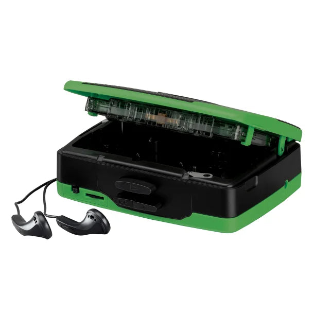JENSEN® Portable Stereo Cassette Player with AM/FM Radio and Earbuds, SCR-75 (Green/Black)