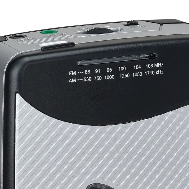 JENSEN® Portable Stereo Cassette Player with AM/FM Radio and Earbuds, SCR-75 (Silver/Black)