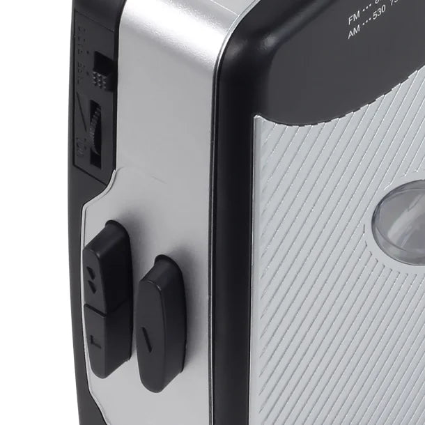 JENSEN® Portable Stereo Cassette Player with AM/FM Radio and Earbuds, SCR-75 (Silver/Black)