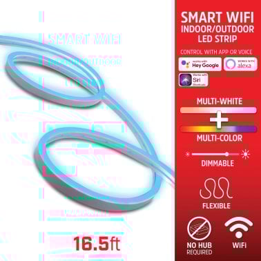 Energizer® Connect 16.5-Ft. Smart Wi-Fi® Indoor/Outdoor White/Multicolor LED Light Strip