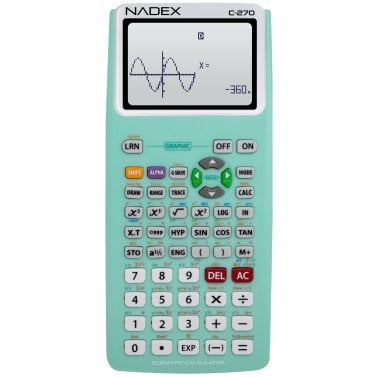 Nadex Coins™ C-270 Scientific Calculator with Black and White Graph Functions, Battery Powered (Green)
