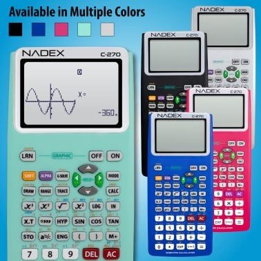 Nadex Coins™ C-270 Scientific Calculator with Black and White Graph Functions, Battery Powered (Green)