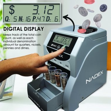 Nadex Coins™ S180 Digital Coin Counter, Sorter, and Wrapper