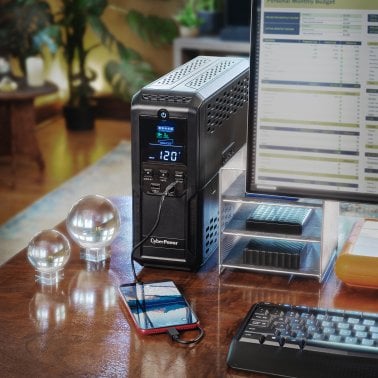 CyberPower® Intelligent LCD UPS Series CP1500AVRLCD3 900-Watt 12-Outlet Battery Backup with Automatic Voltage Regulation, 6-Ft. Cord