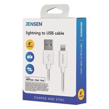JENSEN® 4-Ft. Lightning® Charge and Sync Cord for Apple®, White