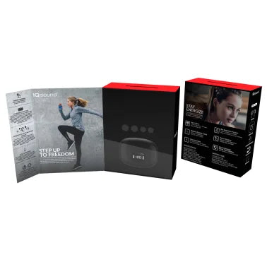 IQ Sound® Bluetooth® Earphones with Microphones, True Wireless with LED-Power-Display Charging Case, Black, IQ-243TWS