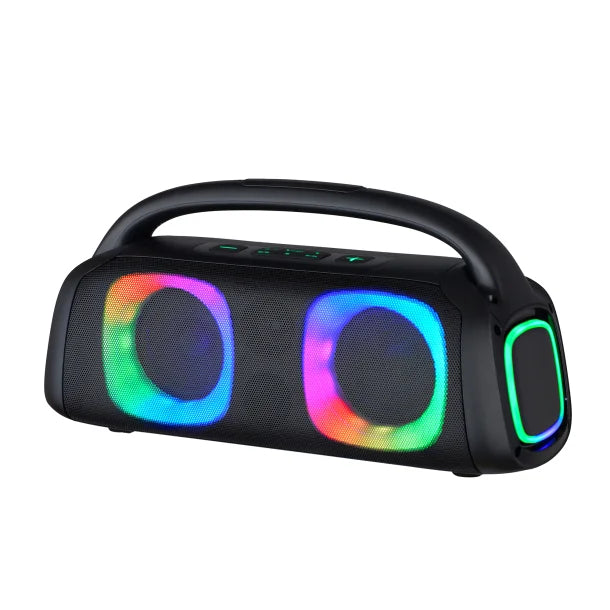 IQ Sound® Bluetooth® Boom Box Speaker with FM Radio, RGB Light Show, and Remote, True Wireless, Black, IQ-3540BT