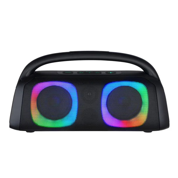 IQ Sound® Bluetooth® Boom Box Speaker with FM Radio, RGB Light Show, and Remote, True Wireless, Black, IQ-3540BT