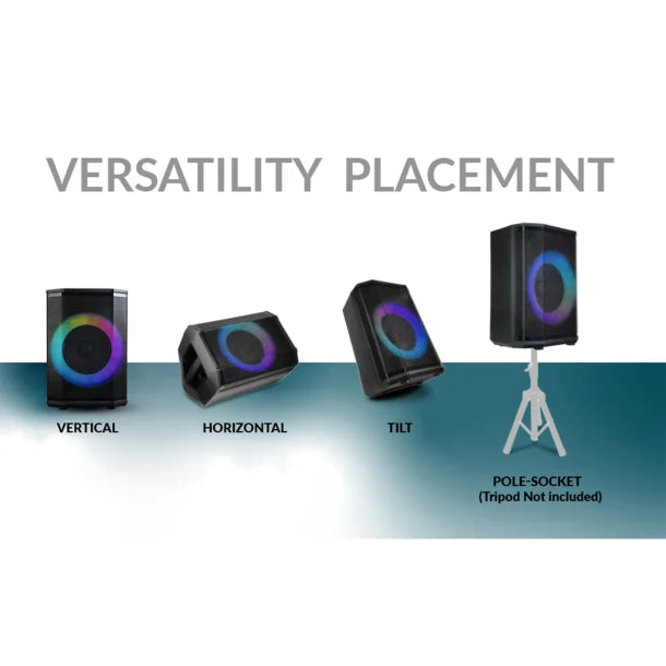 IQ Sound® Pro DJ Bluetooth® Portable Party System, True Wireless, with Lights, Wireless Microphone, and Remote, IQ-6708DJBT