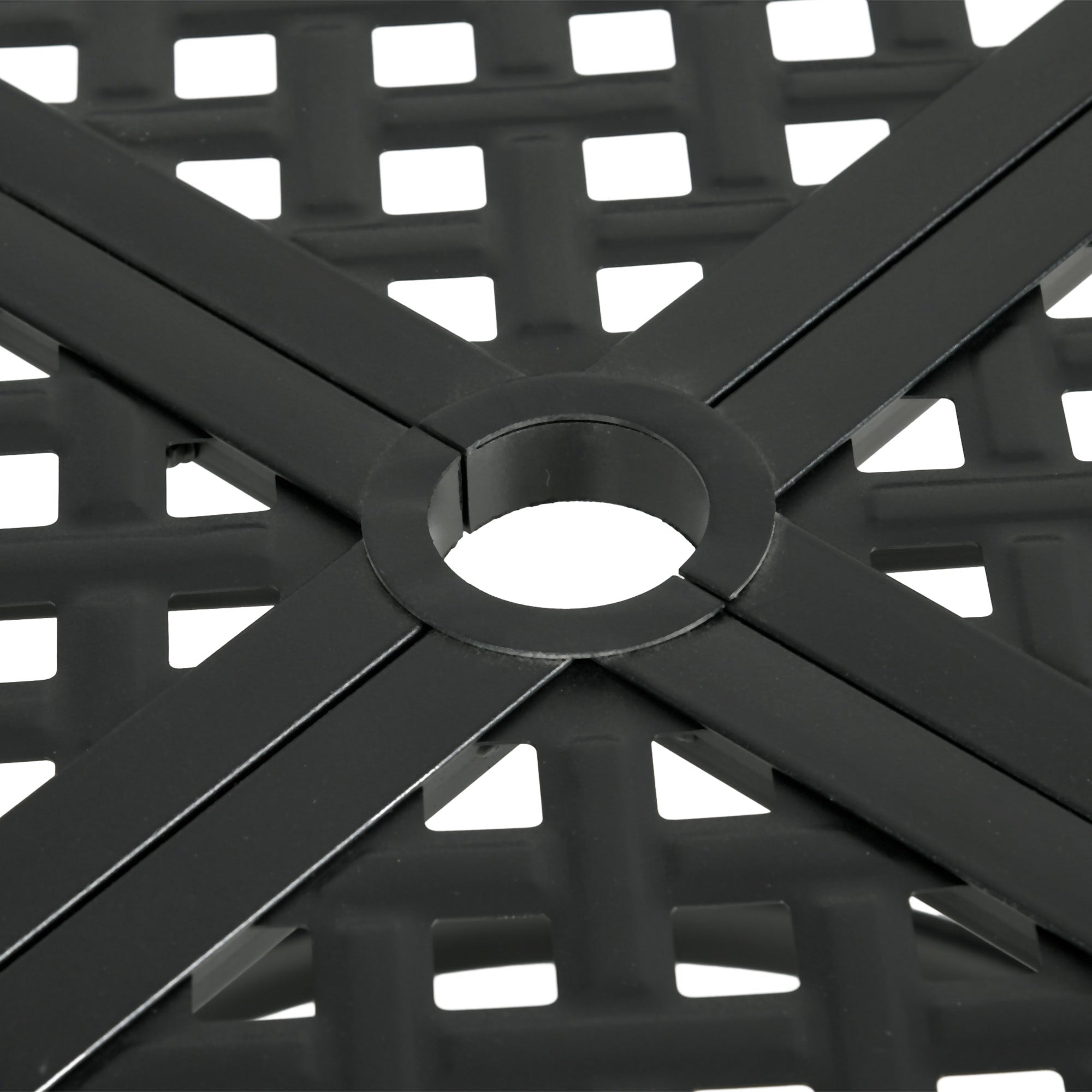 Outsunny 42" Round Outdoor Dining Table for 4 Persons, Metal Patio Dining Table with Umbrella Hole for Backyard, Lawn, Balcony