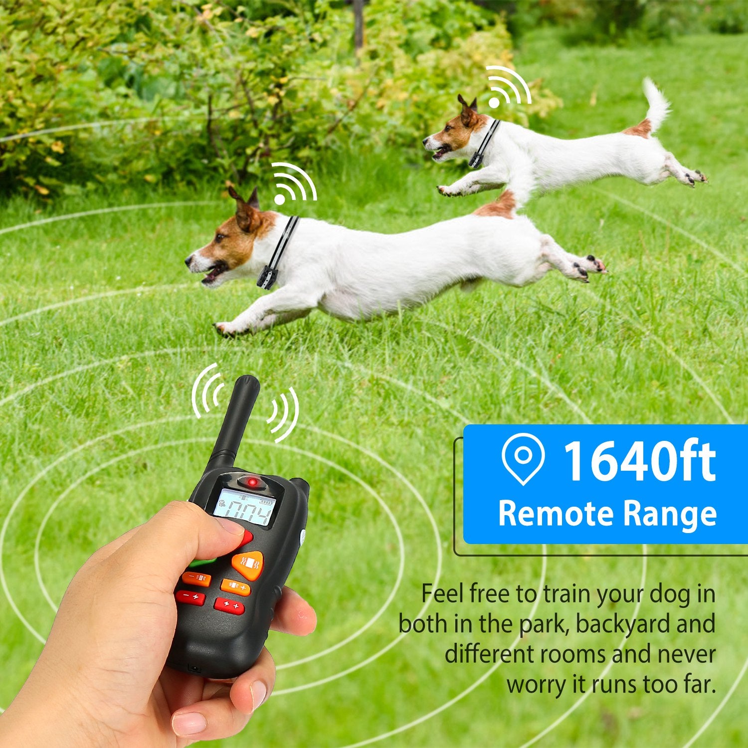 iMounTEK Dog Training Collar Dog Shock Collar with Remote IP67 Waterproof 300mAh Rechargeable 1640ft Remote Dogs Pet Trainer with LED Light Beep Vibra