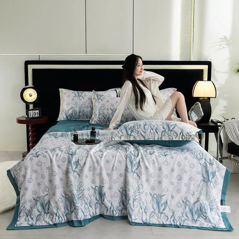 Printed Washed Tencel Summer Cooling Duvet Four-piece Set