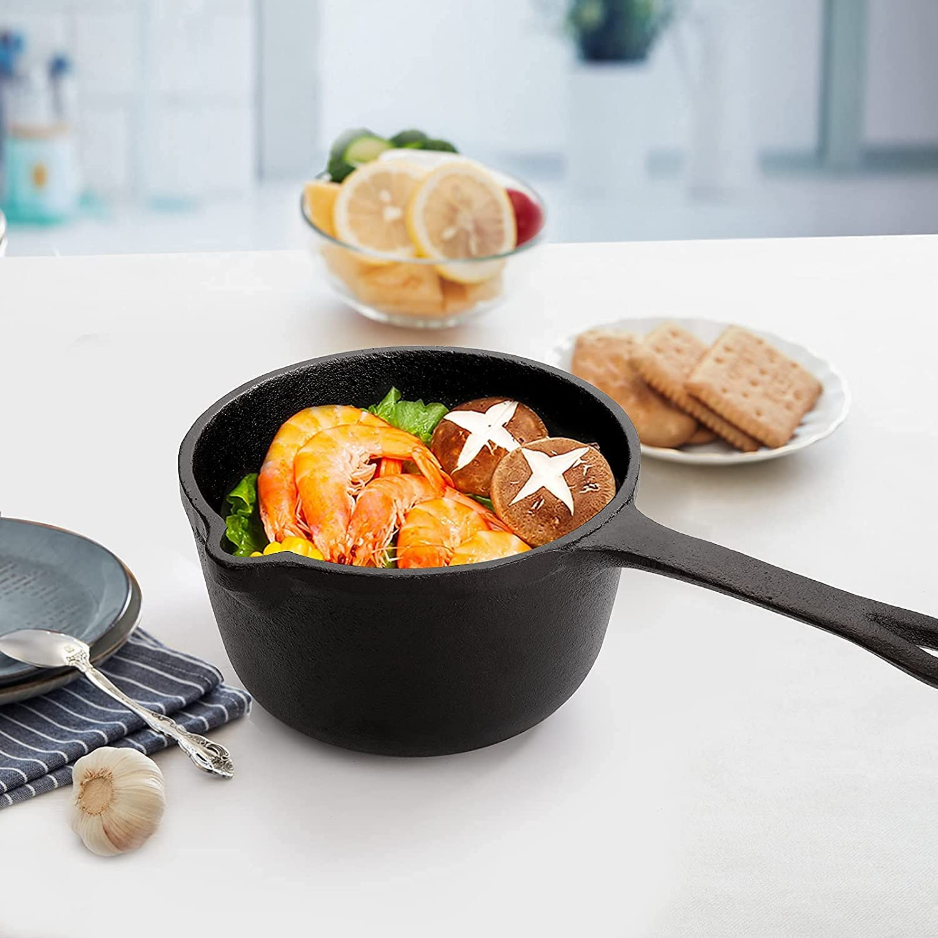 Jim Beam Pre-Seasoned Cast Iron Basting Pot for Grilling