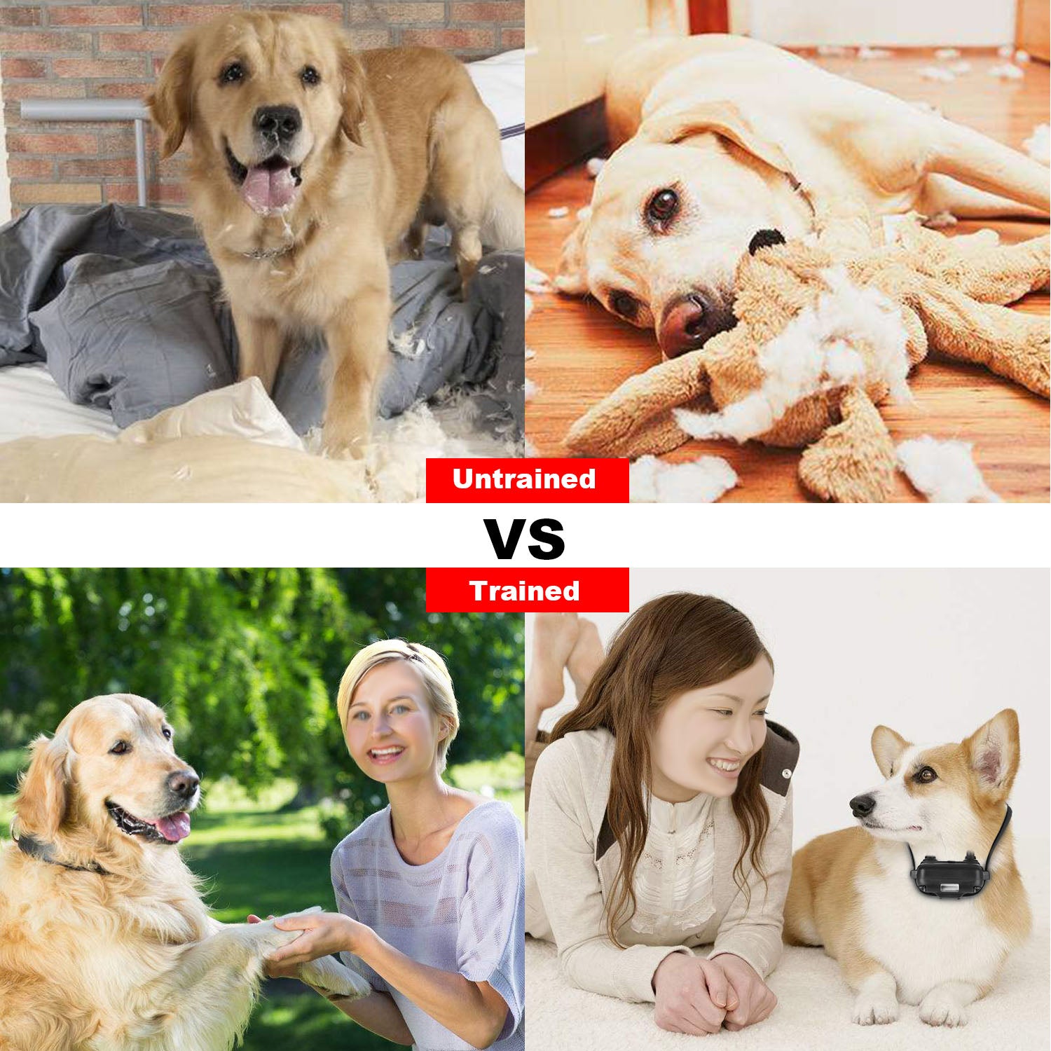 iMounTEK Dog Training Collar IP67 Waterproof Pet Trainer 300mAh Rechargeable 875 Yard Remote Control 4 Modes Adjustable Level