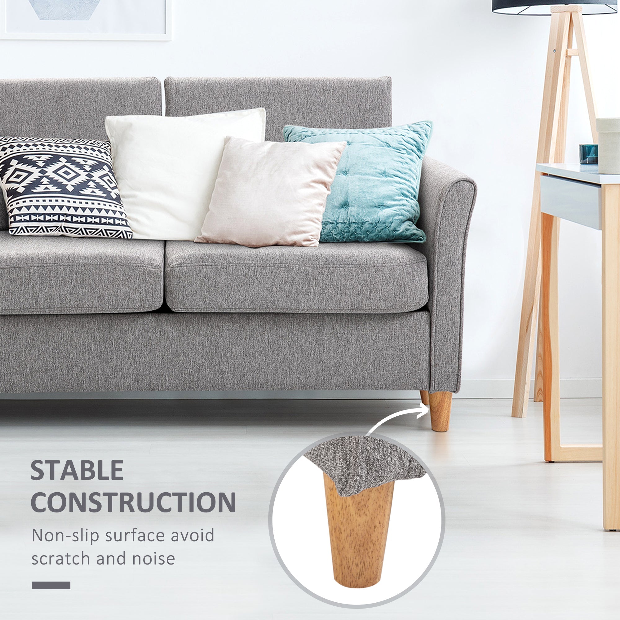 HOMCOM 55" Upholstered Loveseat Sofa: With Armrest, Sturdy Wood Legs for Living Room Furniture