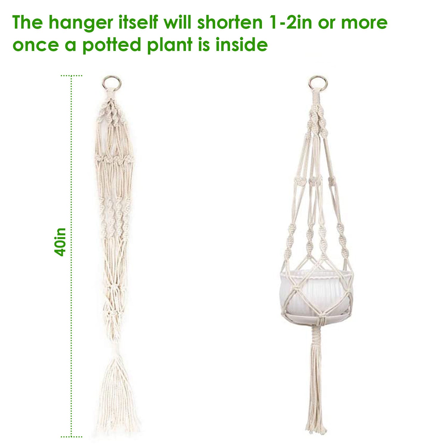 2Pcs Plant Hanger Flowerpot Net Bag 40in Cotton Rope Plant Hangers 4Legs Plant Hanger Fit For Round Or Square Plant Pot 4-11in