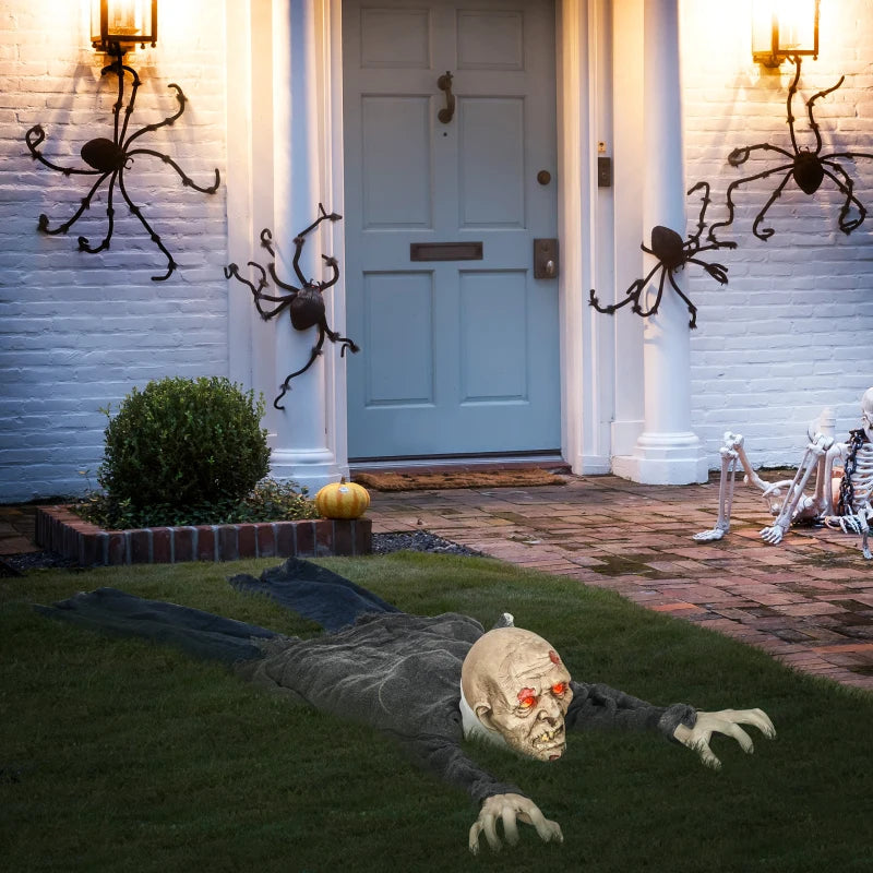 HOMCOM 62” Life-Size Outdoor Halloween Crawling Zombie – Animated Prop with Sound, Motion Activation & Light-Up Eyes