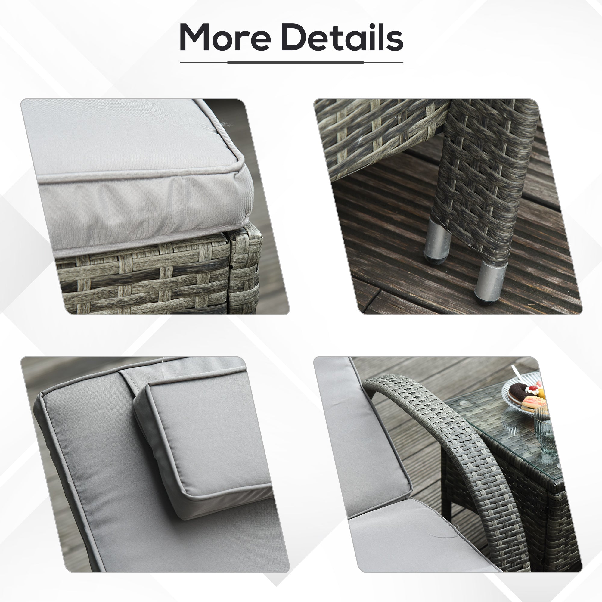 Outsunny Wicker Relaxation: Padded PE Rattan Chaise Lounge Set, 5-Level Reclining with Headrest, Grey Comfort