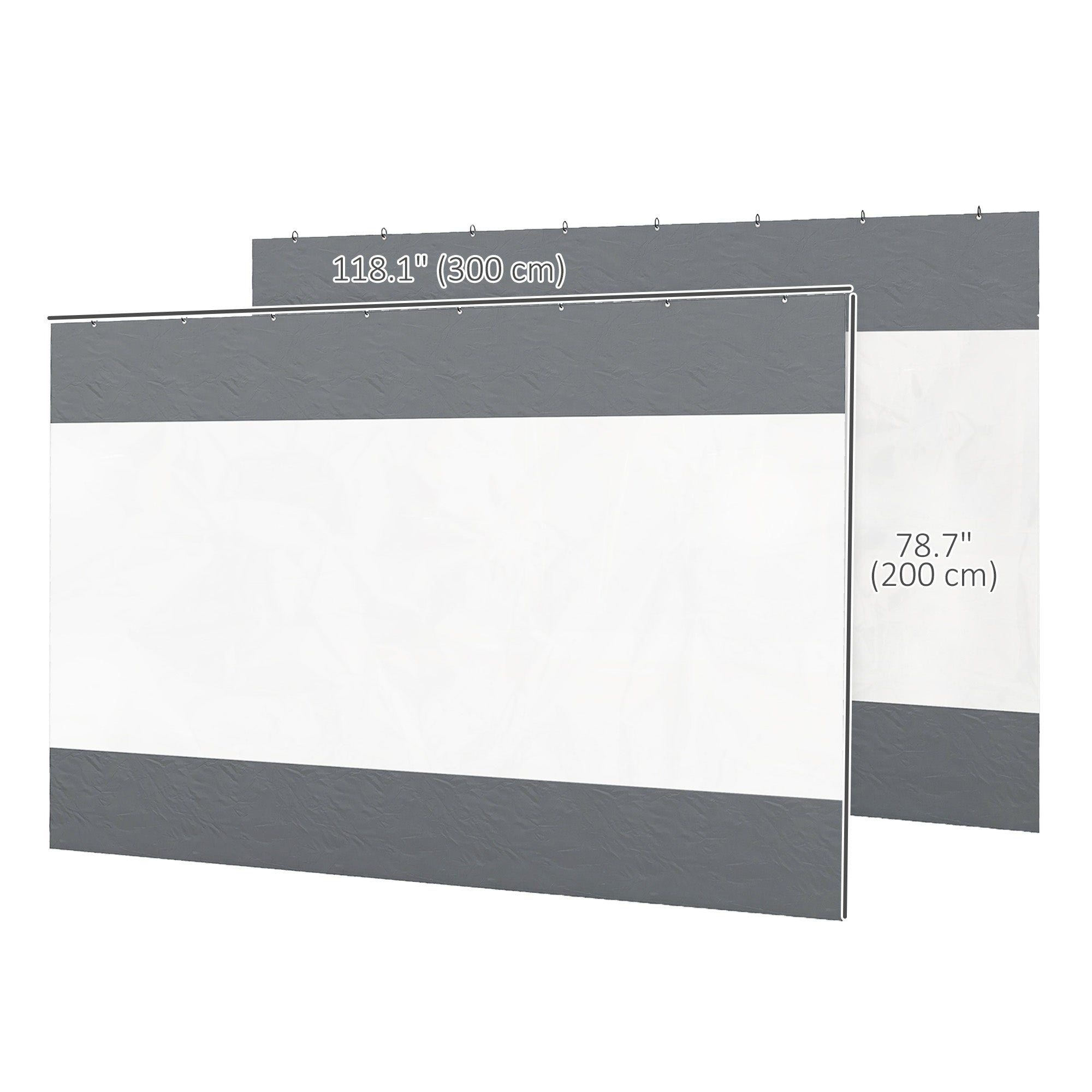 Outsunny Pergola Gazebo Curtains for 10' x 10' Pergola, 2 Pack Side Panels Replacement with Large Windows and Zipped Doors