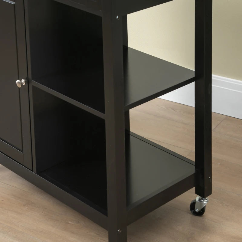 Rolling Kitchen Cart with Wood Top and Drawer, Kitchen Island on Wheels for Dining Room, Black | Aosom Canada