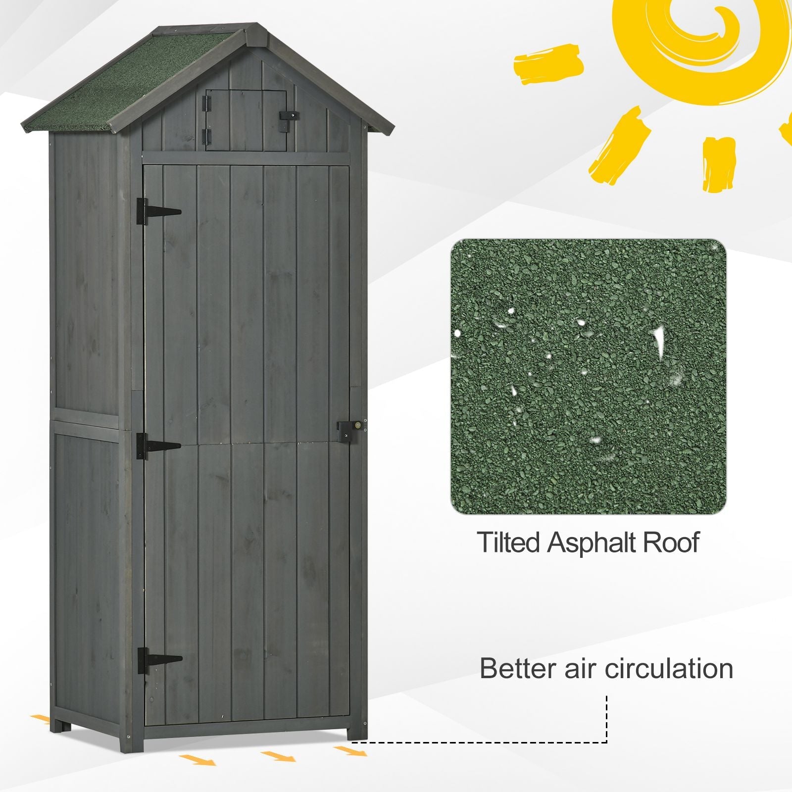 Outsunny Garden Storage Shed 30" x 21" x 71" Outdoor Yard Tool Utility House Water-resistant