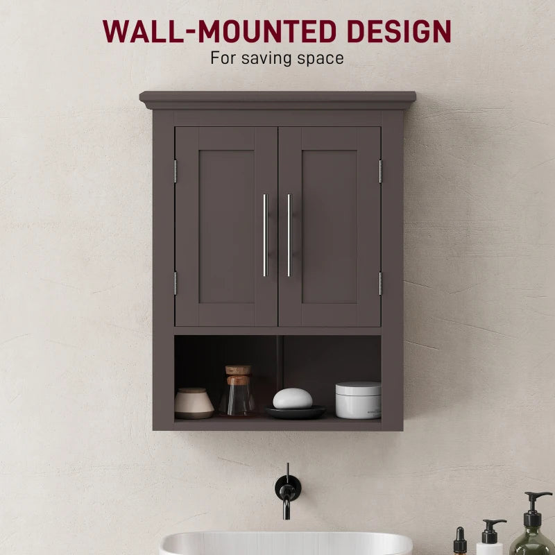 Bathroom Wall Cabinet, Medicine Cabinet, Toilet Storage Cabinet with Shelf for Living Room and Entryway, Brown