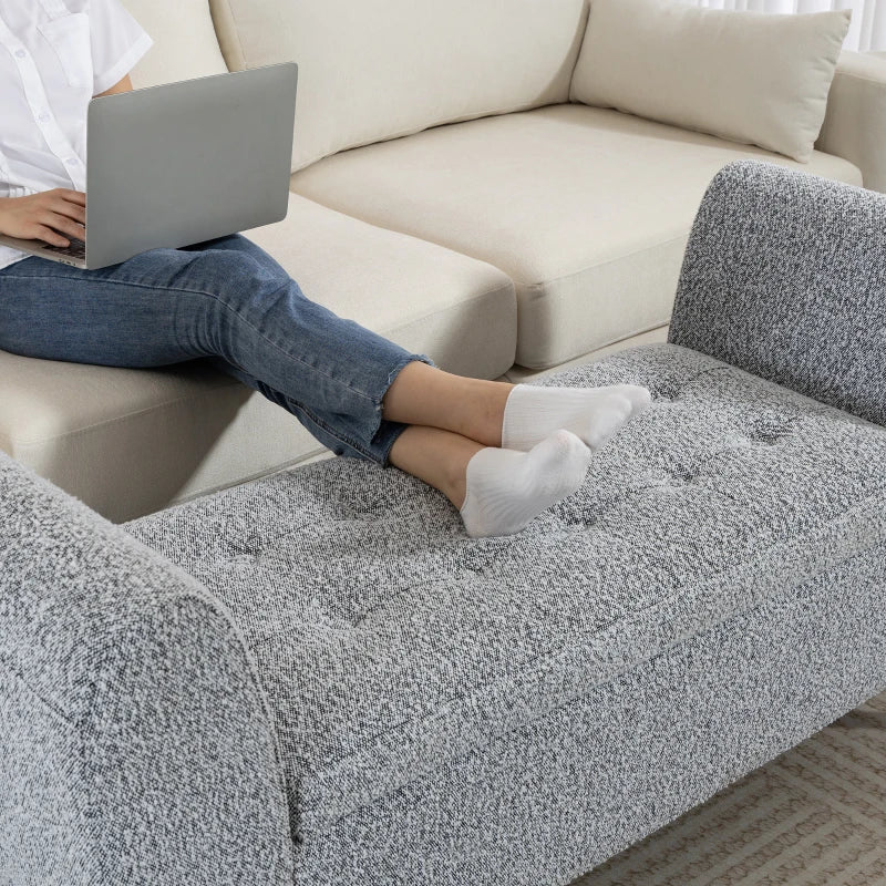 Upholstered Storage Bench with Arms, Modern Ottoman Bench for Bedroom, Entryway, and Living Room, Grey