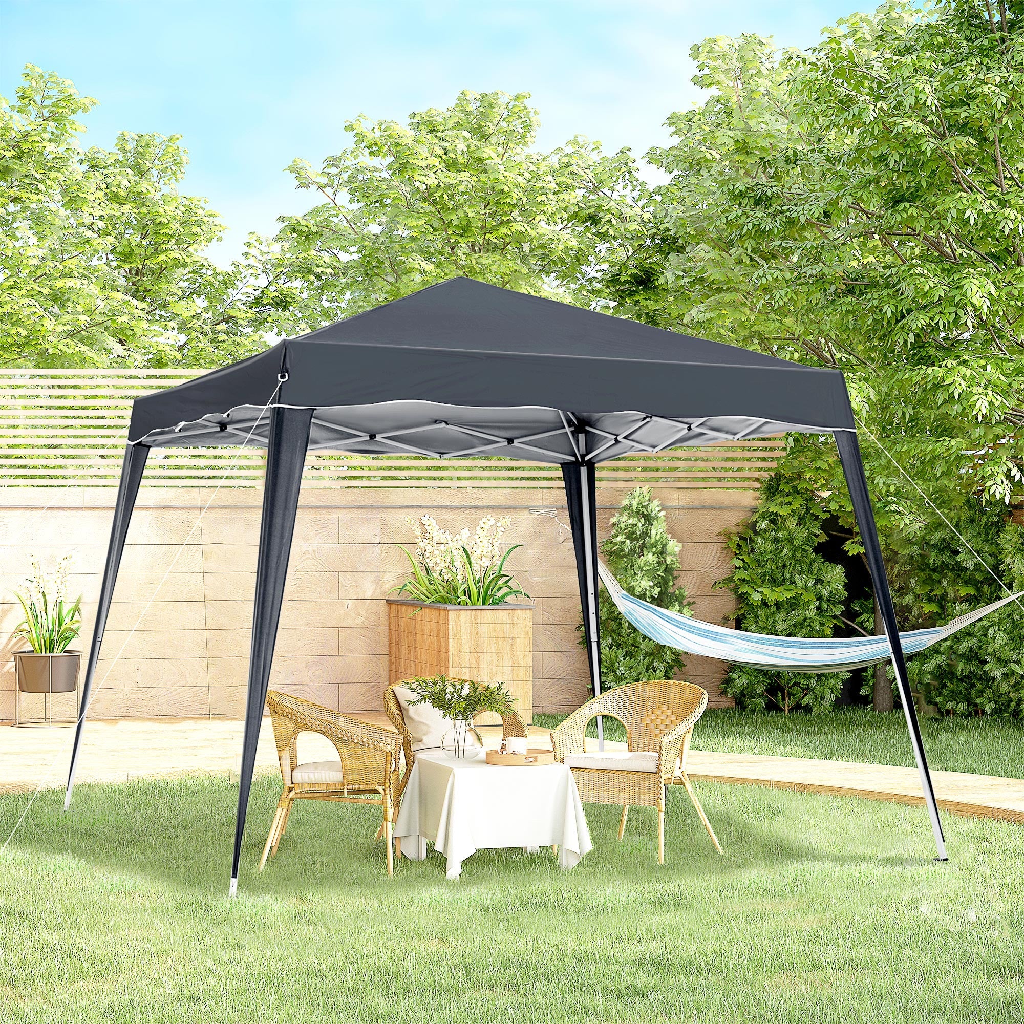 Outsunny 8' x 8' Pop Up Canopy, Outdoor Foldable Tent, Portable Canopy Tent with Carrying Bag for Camping, Party, Picnic, Black
